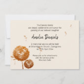 デリケートなタンポポ葬儀アナウンスカード 招待状 (正面)