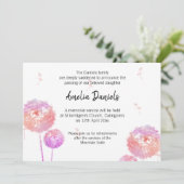 デリケートなタンポポ葬儀アナウンスカード 招待状 (スタンド正面)