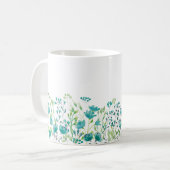 デリケートなターコイズ縁どフローラ コーヒーマグカップ (正面左)