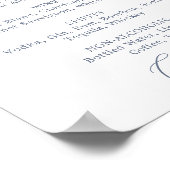 デリケートなダスティ結婚ブルーのドリンクのメニューサイン ポスター (角)