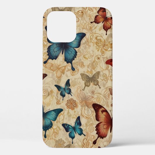 デリケートなダンス:蝶とつる植物オンソフト紙 Case-Mate iPhoneケース (裏面)