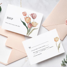 デリケートなチューリップ水色メニュー選択ウェディングRsvp
