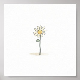 デリケートなデイジーのイラスト - シンプルで可愛い花 ポスター