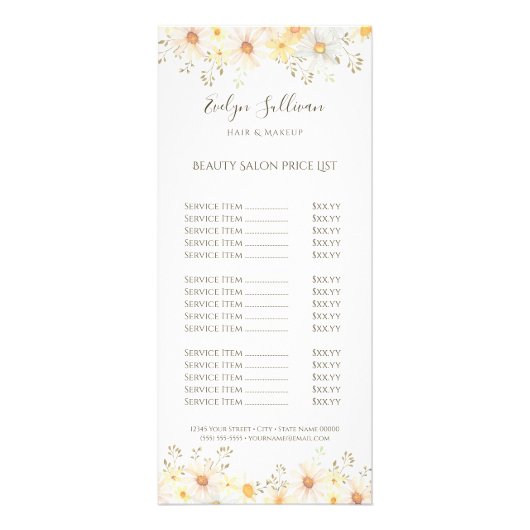 デリケートなデイジー価格リストラックカード ラックカード (正面)