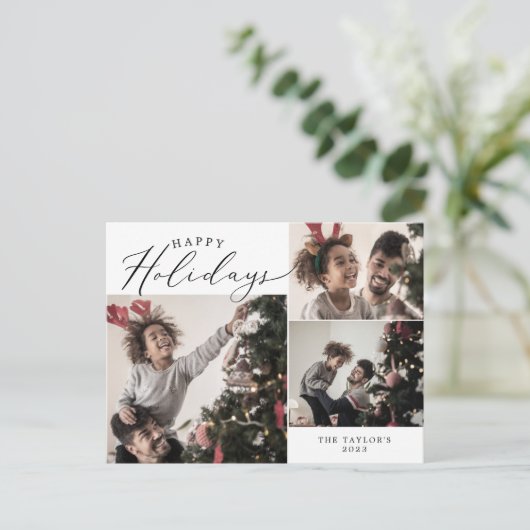 デリケートなハッピーホリデー3フォトファミリーニュースレター シーズンポストカード (スタンド正面)
