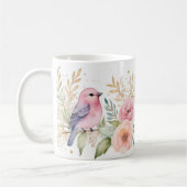 デリケートなパステルバード&グリッターフローラ コーヒーマグカップ (左)