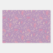 デリケートなパステル花模様と弓 ラッピングペーパーシート (正面3)