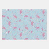 デリケートなパステル花模様と弓 ラッピングペーパーシート (正面2)
