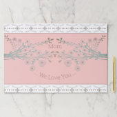 デリケートなピンクとターコイズフローラ紙ランチョンマット ペーパーパッド (インサイチュ)