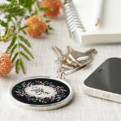 デリケートなピンクのフローラリース、ママと一緒に キーホルダー (側面)