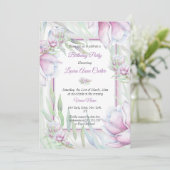 デリケートなピンクの薄紫フローラ水彩誕生日 招待状 (スタンド正面)