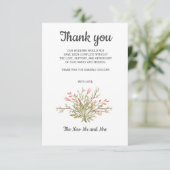 デリケートなピンクの野結婚花写真ありがとうございました サンキューカード (スタンド正面)