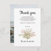 デリケートなピンクの野結婚花写真ありがとうございました サンキューカード (正面/裏面)