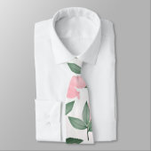 デリケートなピンクローズ絵画フローラ ネクタイ (タイ)