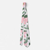 デリケートなピンクローズ絵画フローラ ネクタイ (裏面)