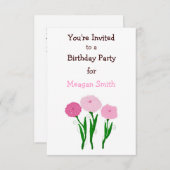 デリケートなピンク菊の誕生日招待状 招待状 (正面/裏面)