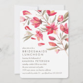 デリケートなピンク開花ブリデスメイドランチョー結婚ズ 招待状 (正面)