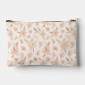 デリケートなピーチカラー水彩フローラ化粧料 アクセサリーポーチ (裏面)