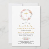 デリケートなフローラとコットンのファーストコミュニオン 招待状 (正面)