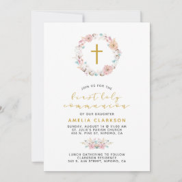 デリケートなフローラとコットンのファーストコミュニオン 招待状