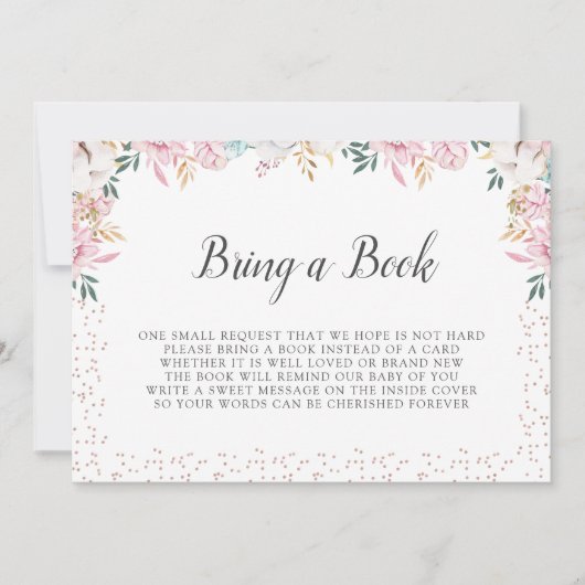 デリケートなフローラと綿で本を持ってくる 招待状 (正面)