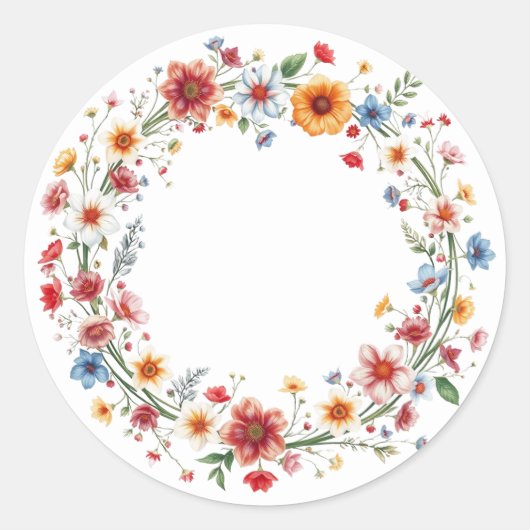 デリケートなフローラリースシール ラウンドシール (正面)