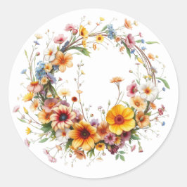 デリケートなフローラリースシール ラウンドシール