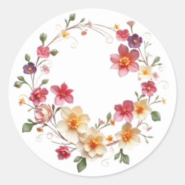 デリケートなフローラリースシール ラウンドシール