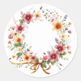 デリケートなフローラリースシール ラウンドシール