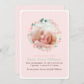 デリケートなフローラリースベビー出産の発表 案内状 (正面/裏面)