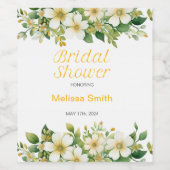 デリケートなフローラワインラベルブライダルシャワー ワインラベル (シングルラベル)