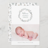 デリケートなフローラ誕生の発表 案内状 (正面/裏面)