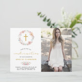 デリケートなフローラ&コットン確認招待状 サンキューカード (スタンド正面)