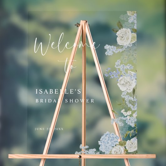 デリケートなブルーグリーンフローラへようこそ アクリルサイン (ニュートラル)