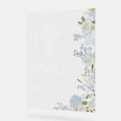 デリケートなブルーグリーンフローラへようこそ アクリルサイン (傾斜)