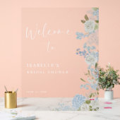 デリケートなブルーグリーンフローラへようこそ アクリルサイン (ウェディング)