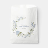 デリケートなブルーフローラリースベビーシャワー フェイバーバッグ (正面)