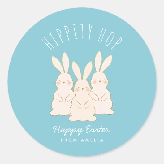 デリケートなブンニーズパーソナライズされたイースター ラウンドシール (正面)