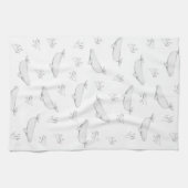 デリケートなベルーガクジラと海藻イラストレーション キッチンタオル (横)