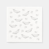 デリケートなベルーガクジラと海藻イラストレーション スタンダードカクテルナプキン (正面)