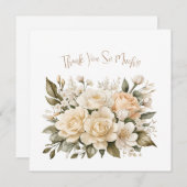 デリケートなベージュフローラブーケありがとうノートカード サンキューカード (正面/裏面)