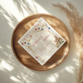 デリケートなベージュワイルドフラワーベビーシャワーバニー スタンダードカクテルナプキン