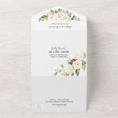 デリケートなホワイトクリームフローラエレガントな結婚式 オールインワン招待状 (外側)