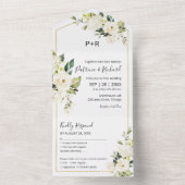 デリケートなホワイトクリームフローラエレガントな結婚式 オールインワン招待状 (内側)