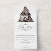 デリケートなメリークリスマスツリー数々のフォトホリデー オールインワン招待状 (内側)