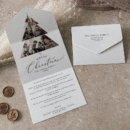 デリケートなメリークリスマスツリー数々のフォトホリデー オールインワン招待状
