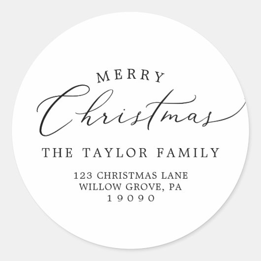 デリケートなメリークリスマス差出人住所封筒 ラウンドシール (正面)