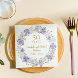 デリケートなラベンダーフローラガーランド結婚50th スタンダードカクテルナプキン