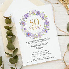 デリケートなラベンダーフローラガーランド結婚50th 招待状