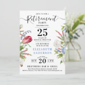 デリケートなラベンダーブルーフローラ退職パーティー 招待状 (スタンド正面)